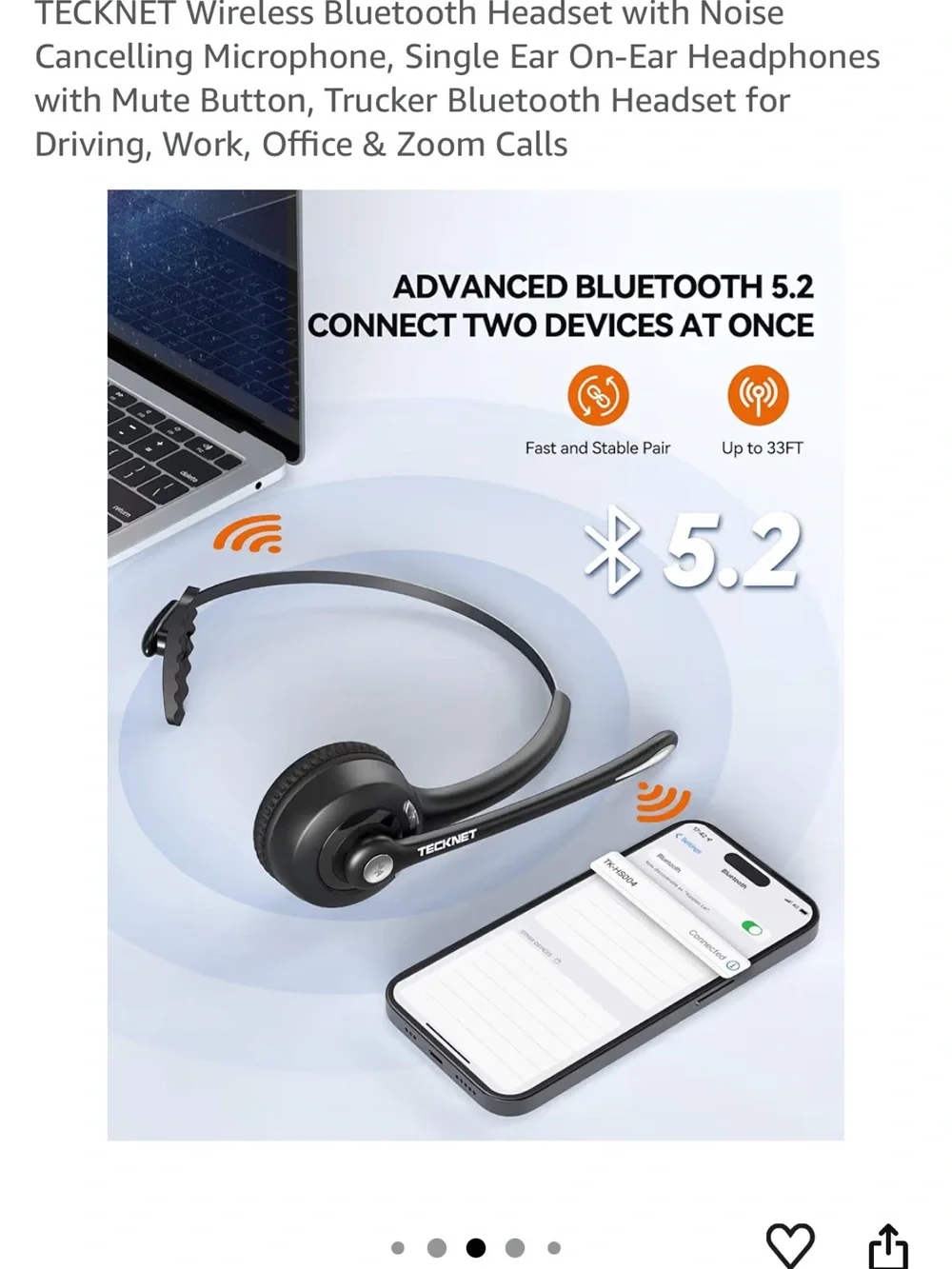 TK-HS004 Wireless Headset - Black